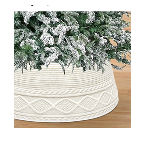 Malier Christmas Tree Collar, 30’’ Knit Xmas Tree Collar, Christmas Tree Collars for Artificial Trees, 11" Extra Tall Tree Stand Base Cover Ring Skirt for 6 ft 9 ft Tree (White, 11''H × 30" W)