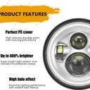 SUNPIE 7 inch Chrome Head light with White Halo Compatible with Street/Tri Glide, Compatible with Electra Glide with Mounting Bracket
