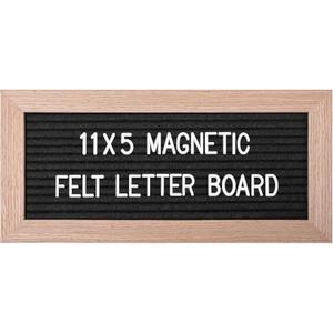 Small Magnetic Felt Letter Board 11x5Inch with Changeable Letters and Numbers, Message board Letter Sign Board in Wood Frame for Announcement & Notification(Black)