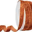 Morex Ribbon 987 Velvet Glitter Ribbon, 5/8" x 25 yd, Copper