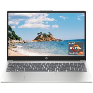 HP 15.6 inch Laptop, HD Touchscreen Display, AMD Ryzen 3 7320U, 8 GB RAM, 128 GB SSD, AMD Radeon Graphics, Windows 11 Home in S Mode, Natural Silver, 15- fc0099nr