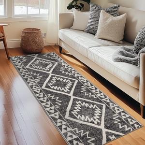 COLLACT Boho Kitchen Runner Rug 2x5 Moroccan Trellis Hallway Non Slip Soft Geometric Farmhouse Rug for Bedroom Bathroom Laundry Room Living Room Heathered Black COLLACT Boho Kitchen Runner Rug 2x5 Moroccan Trellis Hallway Non Slip Soft Geometric Farmhouse Rug for Bedroom Bathroom Laundry Room Living Room Heathered Black