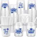 Ceenna 30 Sets 24oz Graduation Drink Buckets with Lids and Straws Class of 2026 Graduation Plastic Bucket Cups Congrats Grad Party Supplies for High School College Tailgate Party Summer Events (Blue)