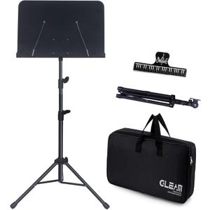 GLEAM Sheet Music Stand Lightweight with Carrying Bag - Iron Panel, Portable for Children Dual Use Desktop Book Stand