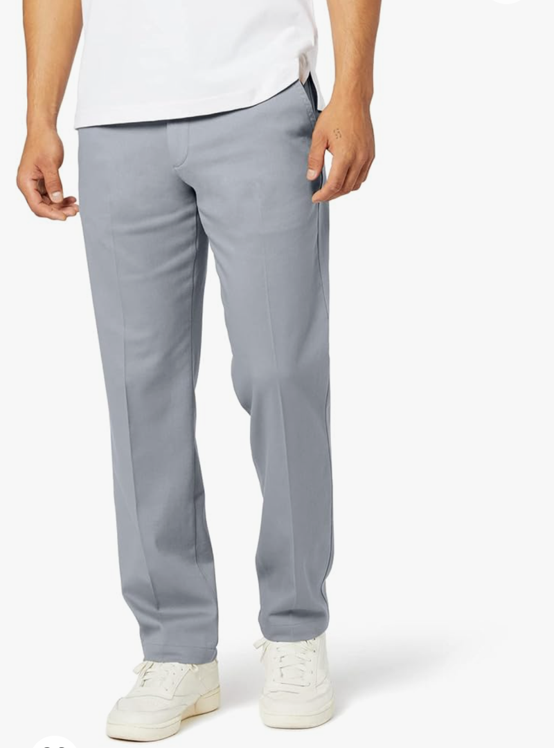 Dockers Men's Straight Fit Easy Khaki Pants, 32-33 Size, Gray 