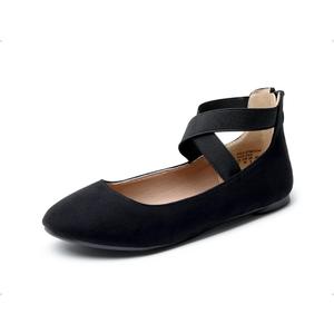 DREAM PAIRS Women's Comfortable Fashion Elastic Ankle Straps Flats Shoes (10, Black)