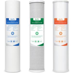 4.5 * 20" 3 Stage Whole House Water Filter Set, Compatible with Express Water WH300SICS, FLTWH2045ICS1, iSpring WGB32BM, F3WGB32BM, Pack with PP, CTO, Iron & Manganese Filter, 1 Set
