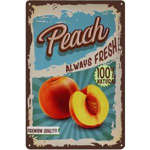 Vintage Peach Tin Sign - Fruit Metal Sign - Retro Decorative Sign Wall Decor Home Decor (30*20CM)