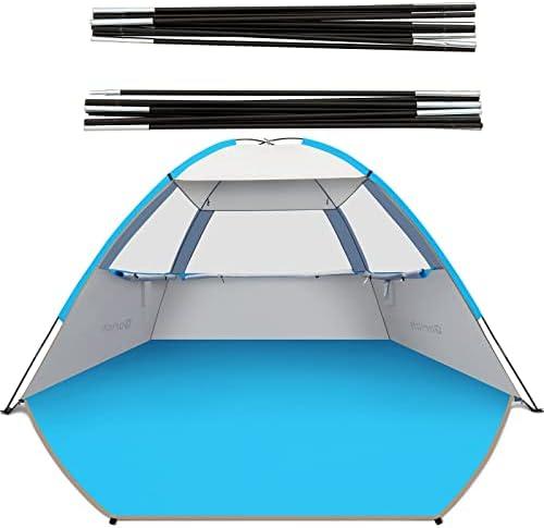 Gorich Beach Tent for 6 People + Beach Tent Poles for Replacement (6 People, Silver)