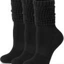 FITRELL Slouch Socks for Women, 3 Pairs Soft Cotton Knee High Scrunch Tube Boot Socks