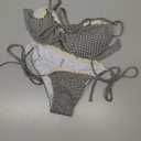 ZAFUL Women High Cut Bikini Sets String Sexy Swimsuit Two Piece Underwire Bathing Suit Brazilian Cheeky Cut Out Cute Swimwear (Gingham Black)