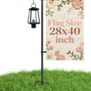 Garden Flag Stand Holder with Shepherd Hooks for 28 x 40 Flag, 63 Inch Height with 3/4 Inch Extra Thick Heavy Duty Garden Flag Pole with 4 Prong Base for Outside Home Yard Patio Decor