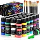 Acrylic Paint Set, 24 Colors (2 oz/Bottle) with 12 Art Brushes, Art Supplies for Painting Canvas, Wood, Ceramic & Fabric, Rich Pigments Lasting Quality for Beginners, Students & Professional Artist