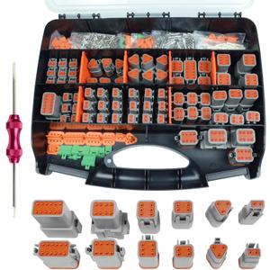 422 PCS Deutsch Connector Kit, 2 3 4 6 8 12 Pin Grey DT Connector with 16# Stamped Contacts, Deutsch pin Connector Removal Tool, Waterproof Automotive Electrical Connector