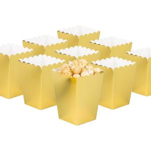 Gold Popcorn Boxes Set of 36 Mini Paper Popcorn Favor Boxes,Open-Top Cardboard Popcorn Container for Party Supplies