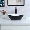Davivy 15.7'' X 13.4'' Matte Black Oval Vessel Sink with Pop Up Drain,Bathroom Vessel Sinks,Ceramic Vessel Sink,Bathroom Sinks Above Counter,Matte Black Vessel Sinks for Bathrooms