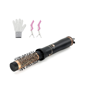 Round Hair Blow Dryer Brush - 1.2 Inch Ceramic Barrel Hair Dryer Brush for Short/Middle Hair, One Step Drying, Volumizing, Straightening and Styling, Negative Ionic Dryer Brush (Black-Golden, 1.2)