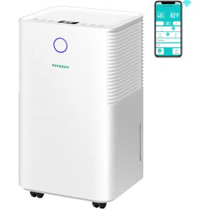 VIVOSUN 10L/D 2,000 Sq. Ft. Dehumidifier, Ultra-Quiet Auto Defrost Dehumidifier Equipped with 2L Water Tank, Smart WiFi App, Color Digital Display, 24-hour Timer for Home, Basement, Bedroom