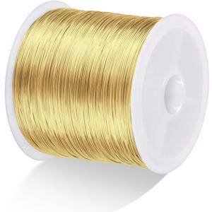 MIKIMIQI Jewelry Wire - 328Ft, 26 Gauge, Tarnish Resistant, Copper, 0.4mm X 100m (Gold)