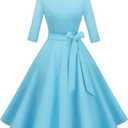 Wedtrend Women's 1950s Dresses 3/4 Sleeve Vintage Dress 40s Style Cocktail Dresses for Woman (Blue) Small