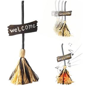 Halloween Witches Decor, Witches Broom Halloween Decor, Animated Floating Broomstick for Spooky Sounds, Haunted Party Decorations, Light-up Dancing Magic Witch Broom Porch Decor