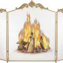 BEAMNOVA Fireplace Screen, Gold, 50 x 32 in, Baroque Decorations
