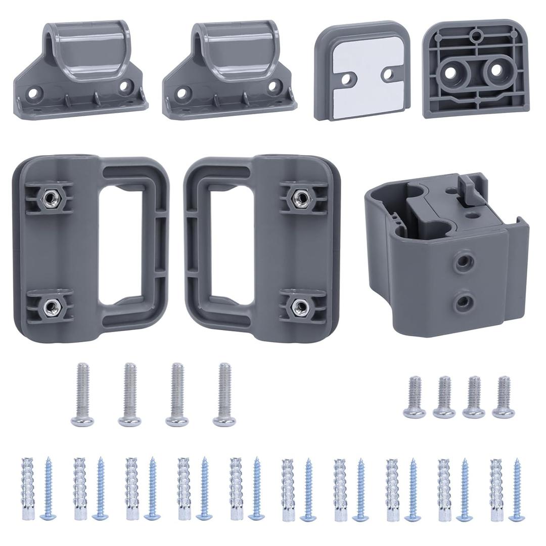 Retractable Baby Gate Replacement Parts Kit New Upgrade Retractable Dog Gate Replacement Hardware Mesh Pet Gate Full Set Wall Mounting Accessories with Brackets Latches Anchors and Screws, Gray