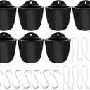 7Pack Self-Watering Plant Flower Pot Wall Hanging Plastic Planters Size 7 inch with 7 Hooks Fit for Plants Flowers Indoor Outdoors,Black