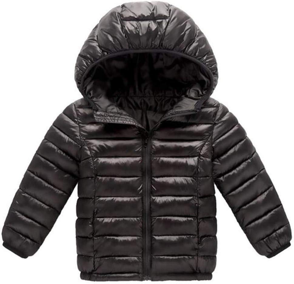HILEELANG Kids Boy Girl Winter Hooded Puffer Jackets Coats Light Weight Padded Outerwear (5-6 Years, 201#black(cotton Patted))