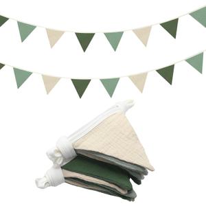 Oudain 2 Pcs Pennant Banner Flags Nursery Garland Triangle Bunting Flags Playroom Wall Decor Banner for Nursery Baby Shower Birthday Boho Wedding Party Event, Each 7.75 ft(Fresh Natural Color)