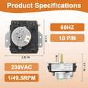 W10185982 418-618-20-B5 Dryer Timer Replacement for Whirlpool Maytag Amana WED4815EW1 WGD4800XQ0 WED5100V1 PS1174931,230V 60Hz By Cenipar