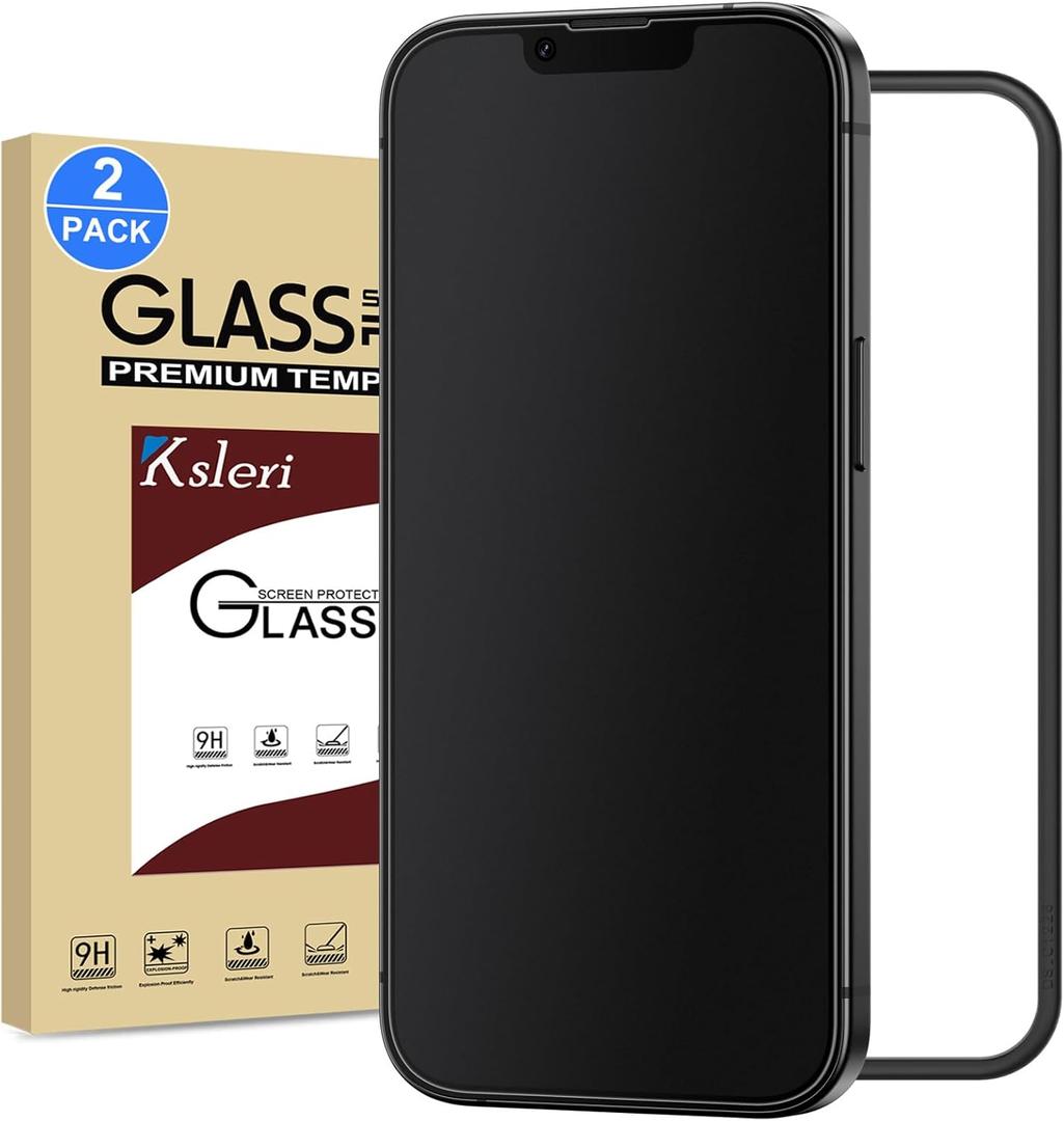 2 Pack Matte Glass Screen Protector for iPhone 16e / iPhone 14 / iPhone 13 / iPhone 13 Pro 6.1-inch with Installation Frame, Anti-Glare Anti-Fingerprint, 9H Tempered Glass Film, Case Friendly