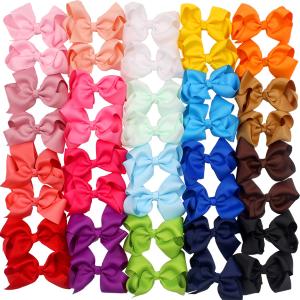 CLLOT 40PCS 4.5 Inch Hair Bows for Girls Grosgrain Ribbon Toddler Hair Accessories with Alligator Clips for Baby Girls Toddlers Kids In Pairs