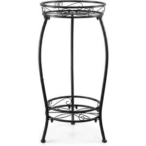 Plant Stand Indoor Outdoor 27.1'', 2 Tier Tall Metal Plant Stands, Heavy Duty Rustproof Corner Flower Potted Rack for Planter Holder Home Patio Balcony Garden -Black