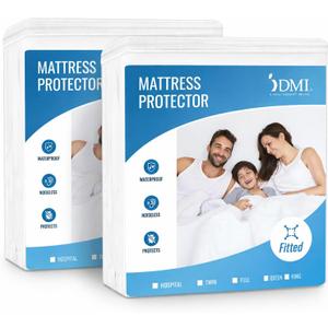 DMI Mattress Protector Twin XL 2 Pack - Waterproof, Fitted, Noiseless, Soft & Breathable, 39" x 80" x 12", White