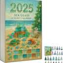 Sea Glass Christmas Tree Advent Calendar, 24 Days of Ocean Themed Holiday Surprises, hristmas Countdown Calendar with 24 Mini Natural Sea Glass Christmas Tree Ornaments