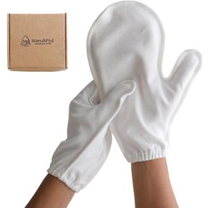 Manu&Pod Small 3 Pairs Overnight Cotton Mitten Gloves for Dry Hands, Eczema & Psoriasis l Moisturizing Gloves for Women l Wristband, White