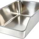 Stainless Steel Cat Litter Box with High Sides,Jumbo XL Extra Large Metal Kitty Litter Pan,Low Entry Cat Box for Indoor Kittens & Big Cats,Non Sticky,Non-Slip Bottom,Easy to Clean (L)