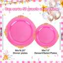 102PCS Clear Hot Pink Plastic Plates - Pink Disposable Plate with Gold Rim - Hot Pink Party Plates Include 51PCS 7.5inch Dessert & 10.25inch Dinner Plate for Wedding Birthday Party Mothers Day