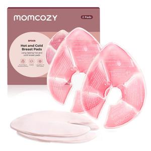 Momcozy Larger Breast Therapy Packs, Hot and Cold Breast Pads with 2 Soft Covers, Breastfeeding Essentials, Postpartum Recovery, 2 Pack, Pink