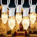 C9 Clear Christmas String Light Set, 100 Feet Vintage Christmas Tree Lights, Outdoor Roofline String Lights with 100 Clear Bulbs for Patio Garden Holiday Indoor Home Decorating, Not Connectable