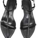 Flat Sandals for Women with Metal Buckle Ankle Strappy Ladies Fashion Slide Sandals Comfortable Summer Open Toe Women Sandals Dressy. (Black)