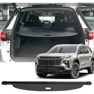 Volcaner Cargo Cover Compatible with Chevy Traverse Accessories 2024 2023-2018,Leather Retractable Trunk Cover Organizer Security Shielding Shade Tonneau Cover for Chevrolet Traverse