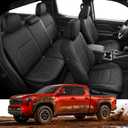 Super Cover for Toyota Tacoma Seat Covers (Double Cab Gas Only): 2024 2025 2026 Full Set Faux Nappa Leather Coverage for Tacoma 4th Pickup Truck Accessories, Waterproof Car Seat Protector, Black