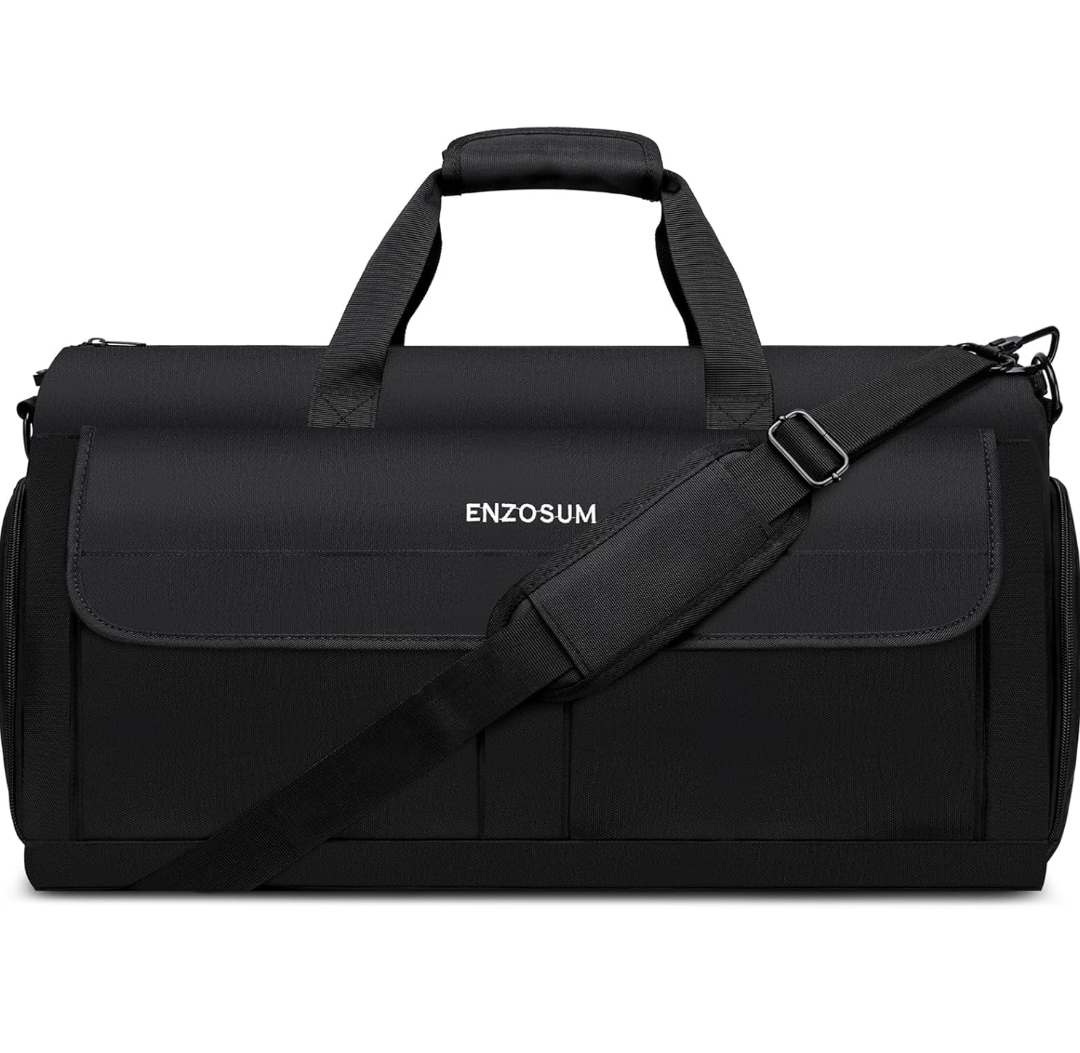 Garment Bags for Travel Large Suit Bag for Men Carry On Garment Bag Convertible Garment Duffle Bag with Shoes Compartment,2 in 1 Hanging Dress Suitcase Suit Travel Bags,Black