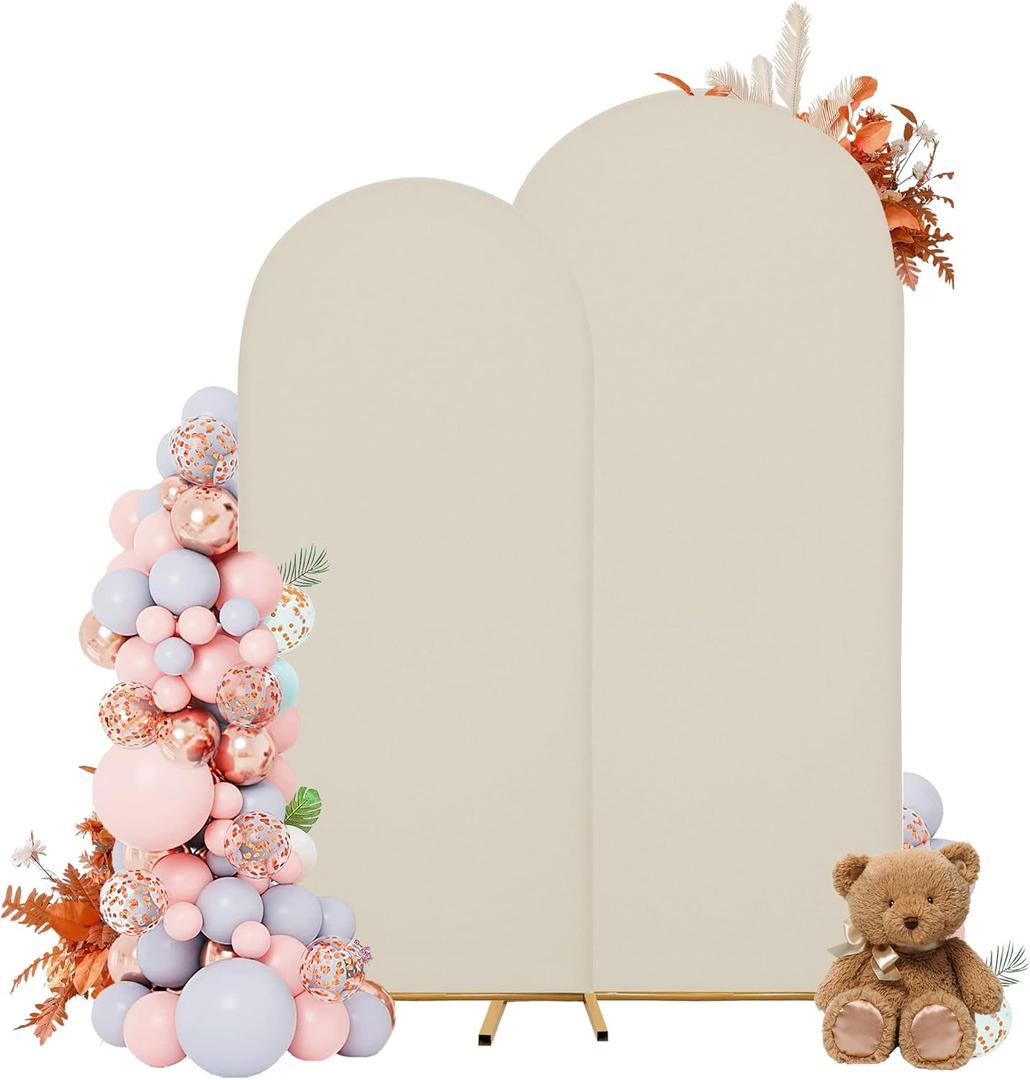 7.2FT&6FT Arch Covers,Arch Backdrop Stand Fitted Cover for Wedding Birthday Party Ceremony Banquet Decoration(Off-White,Cover Only)