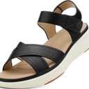UBFEN Womens Platform Sandals Comfortable Lightweight Walking Ankle Strap Casual Low Wedge Sandals (11, Aa Black)