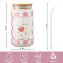 WODOHOLO Christmas gift Mom Drinking Cup with Lid and Straw, 16oz Coffee Can Glass Cups, Cool Moms Club Cup from Daughter and Son, Christmas Birthday Present Ideas for Mother, New Moms, Mom To Be (Pink)