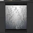 Dishwasher Magnet Cover, Grey Tree Waterproof Fade-Resistant Decorative Cover, Durable Magnetic Panel for Dishwasher