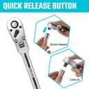DURATECH 3-Piece Flex-Head Ratchet Set, 1/4", 3/8", 1/2" Drive Ratchet, 72-Tooth with Quick-Release Reversible Design, Chrome Alloy Made, Fully Polished, Organized in Storage Case